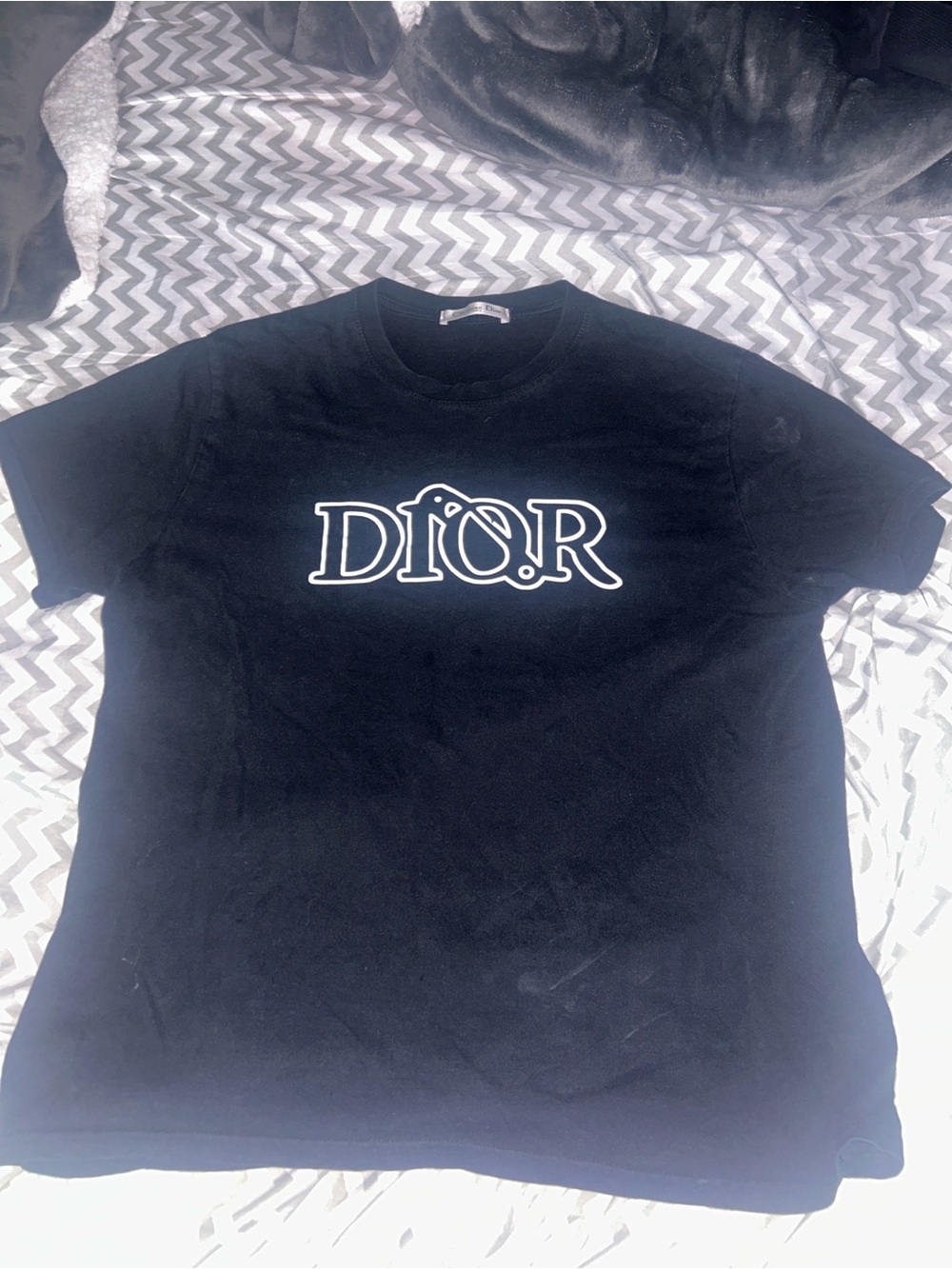 Dior Black Crewneck T-Shirt with White Logo
